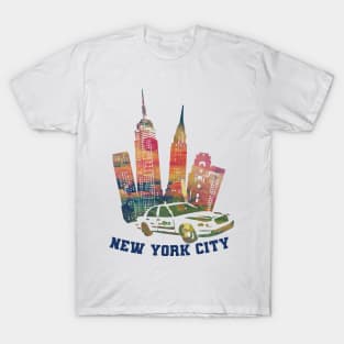 new york city taxi famous buildings empire state new york fifth avenue wall street time square T-Shirt